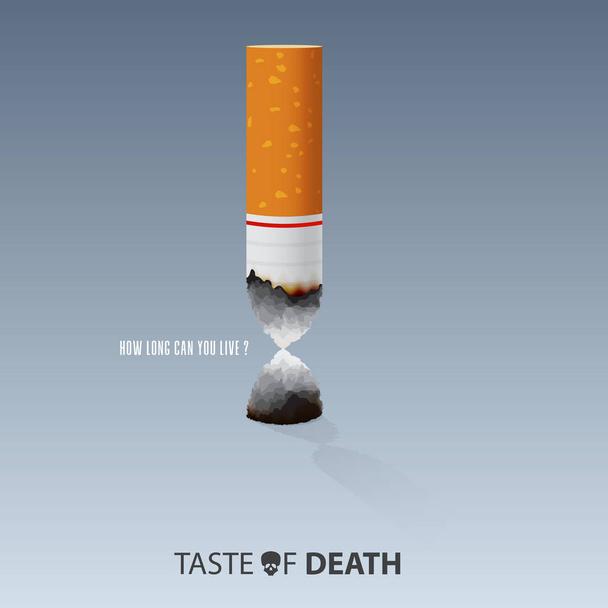 Quit Smoking Cigarettes. May 31st World No Tobacco Day. Burn cigarettes that are shaped like an hourglass for meaning Time is running out. Stop To Smoke Cigarettes, Anti-Smoking Concepts. Vector Illustration. - Vector, Image