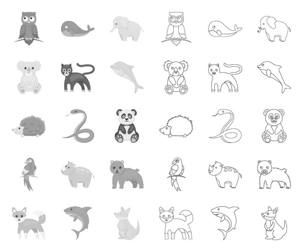 eine unrealistische Tier-Mono, umreißt Symbole in Set-Kollektion für Design. Spielzeug Tiere Vektor Symbol Stock Web Illustration. - Vektor, Bild
