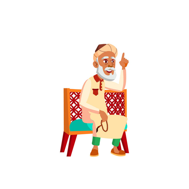Arabische, moslim oude man vector. Ouderen. Senior person. Geïsoleerde cartoon illustratie - Vector, afbeelding