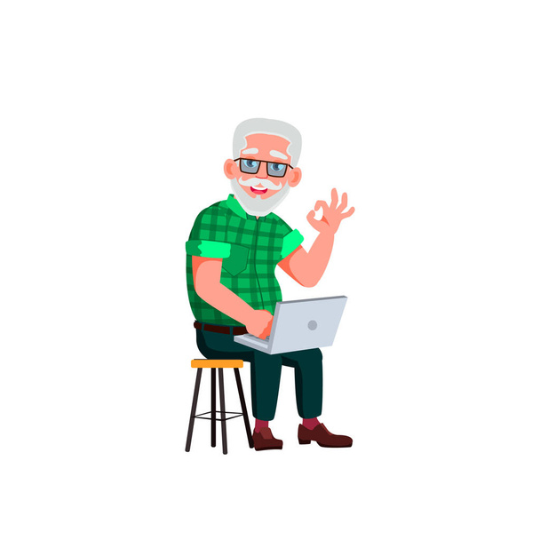 Európai öregember vektor. Idős emberek. Vezető személy. Izolált rajzfilm illusztráció - Vektor, kép