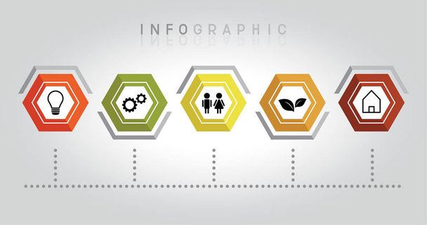 vector info graphic information with modern colorful hexagon - Vector, Image