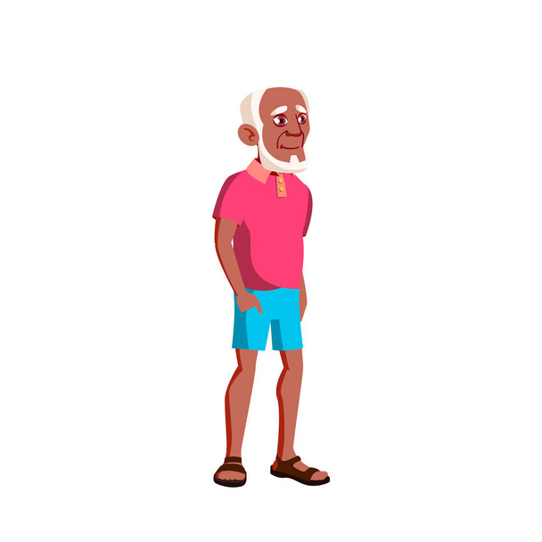 黒人 アフリカ系アメリカ人老人ベクトル高 齢 者。シニアパーソン。孤立した漫画のイラスト - ベクター画像