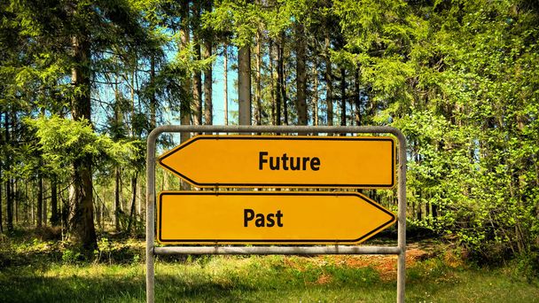 Πινακίδα δρόμου για το μέλλον έναντι του παρελθόντος - Φωτογραφία, εικόνα