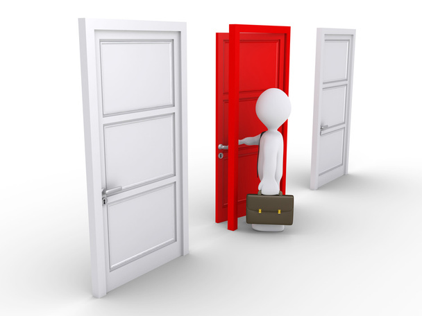 zakenman kiezen de rode deur - Foto, afbeelding