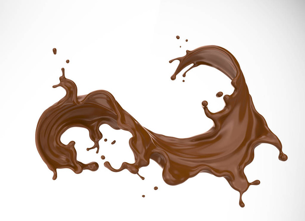 Leche de chocolate o salpicadura de cacao aislado sobre fondo blanco, 3d renderizado Incluir ruta de recorte
. - Foto, imagen