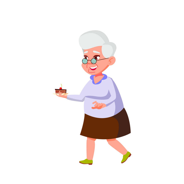 Kafkas Yaşlı Kadın Vektörü. Yaşlı insanlar. Kıdemli Kişi. İzole Karikatür İllüstrasyon - Vektör, Görsel