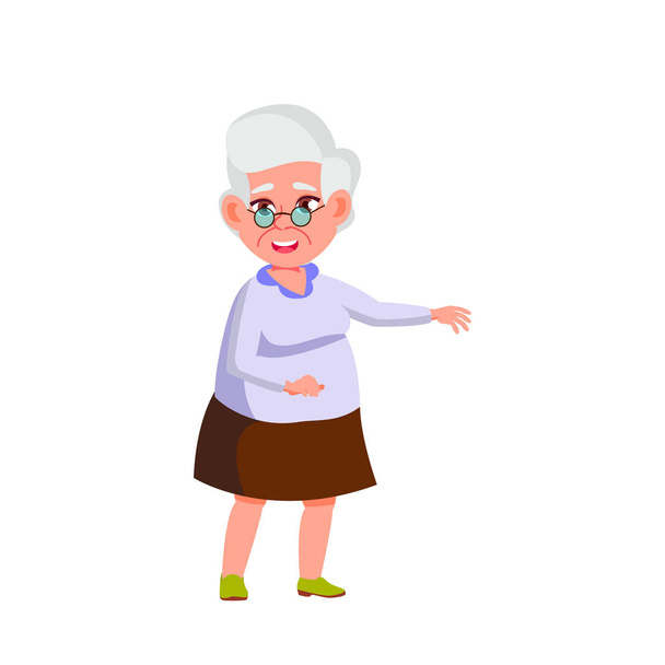 白人老婆ベクトル高 齢 者。シニアパーソン。孤立した漫画のイラスト - ベクター画像