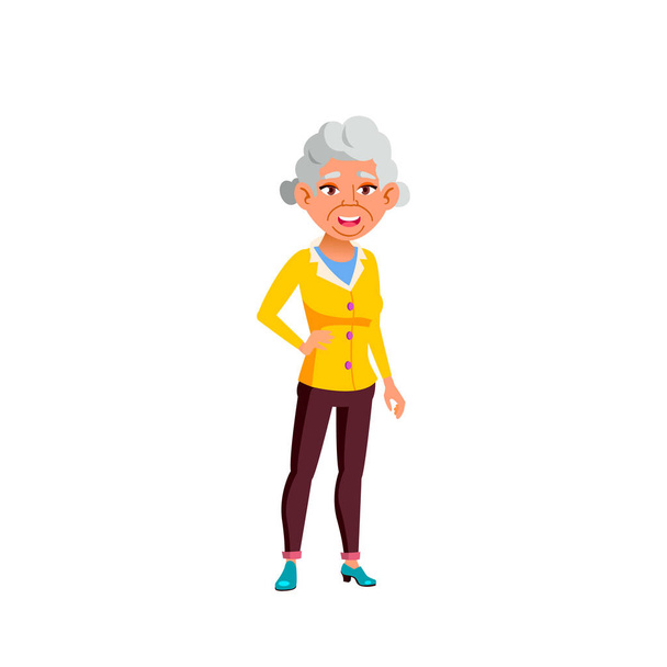 アジアの老婦人ベクトル。高 齢 者。シニアパーソン。孤立した漫画のイラスト - ベクター画像