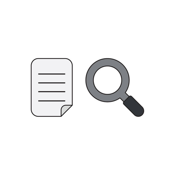 Vector icon concept of written paper with magnifier.  - Vector, Image