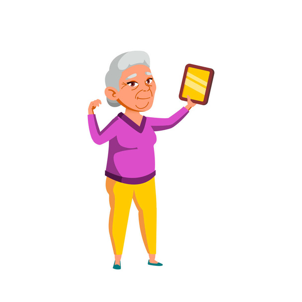 Asian Old Woman Vector. Elderly People. Senior Person. Isolated Cartoon Illustration - Vector, Image