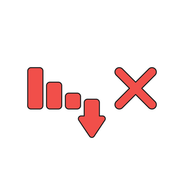 Concepto de icono vectorial del gráfico de barras de ventas que desciende con x
  - Vector, Imagen