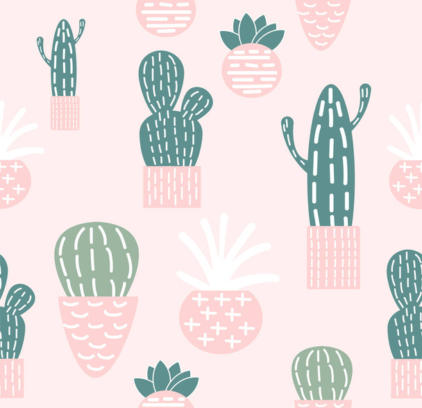 doodle Cactus seamless pattern - Vektor, obrázek