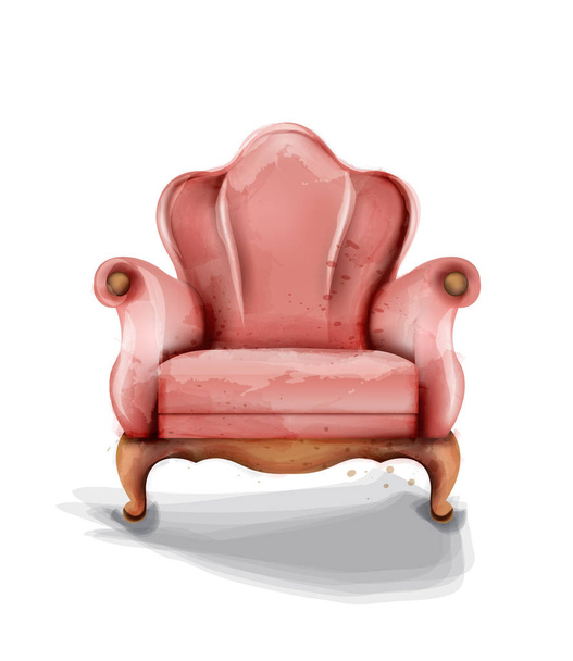 Vintage retro armchair Vector watercolor. Modern style furniture. Old effect designs - Vecteur, image