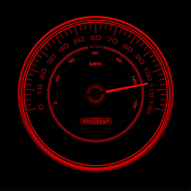 Design, piros sebességmérő, Speedo, óra indexek fekete b - Vektor, kép