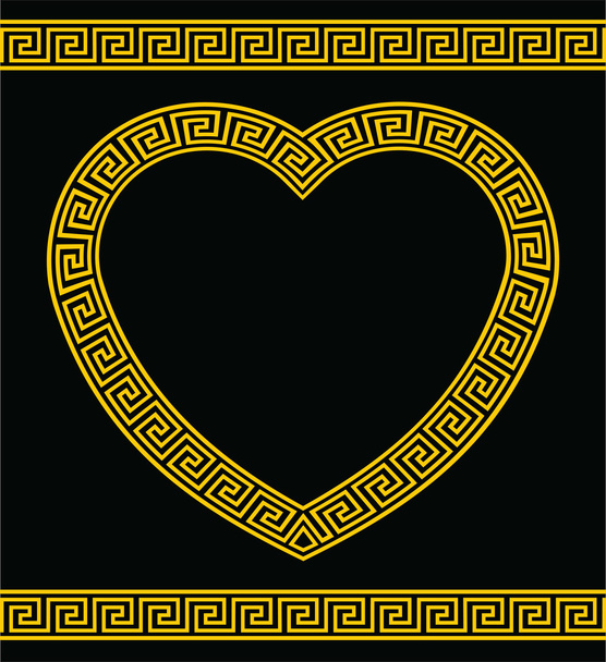 Грецька ключових у формі серця рамку - Вектор, зображення