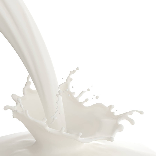 Verse melk splash en gieten. met clipping Path 3D illustratie. - Foto, afbeelding