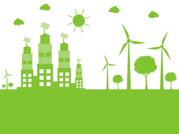 緑の都市は、環境に優しいコンセプトのアイデアで世界を助けます。  - ベクター画像
