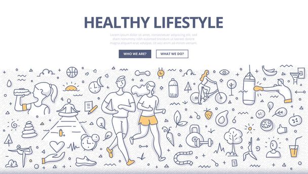 Concepto de Doodle estilo de vida saludable
 - Vector, Imagen