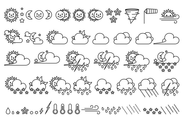 vector cute weather icons Set - Vector, Image