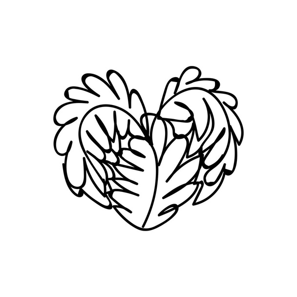 vector scribble line heart art - Вектор,изображение