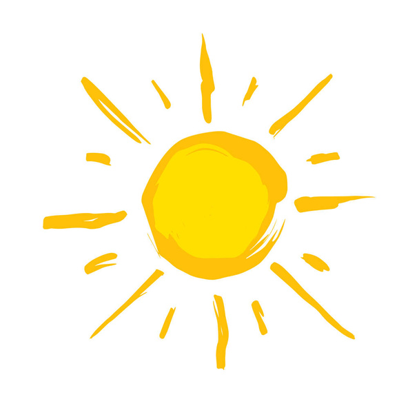 typisch gezeichnete gelbe Sonne - Vektor, Bild