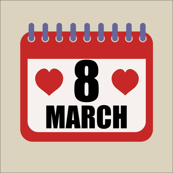 acht maart kalender gelukkig Womens dag - Vector, afbeelding