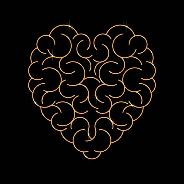 brain in form of heart empty background - Vector, Image
