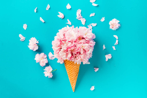 Icecream made with pink sakura flowers - Photo, Image