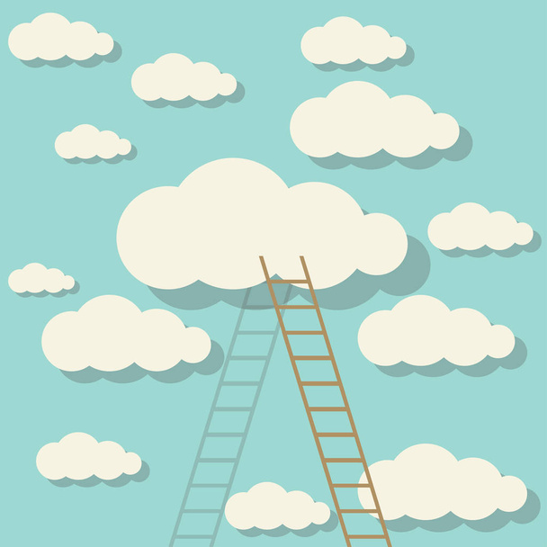ladder touching the cloud in the sky - Wektor, obraz