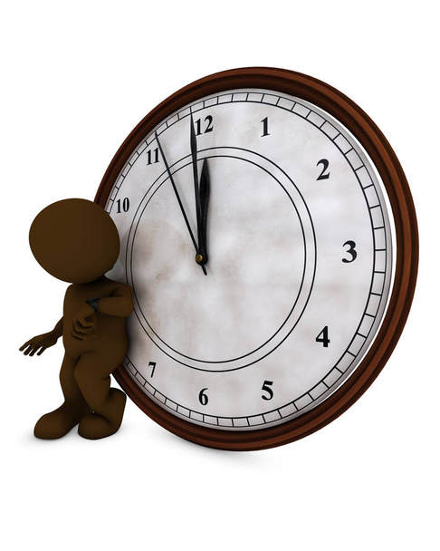 3D Morph Man with clock before midnight - Photo, Image