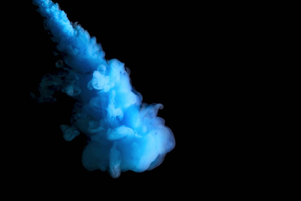 paint stream in water, blue colored ink cloud, abstract background - Foto, immagini