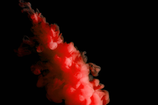 paint stream in water, red colored ink cloud, abstract background - Foto, Imagem