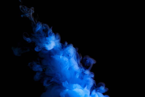 paint stream in water, blue colored ink cloud, abstract background - Φωτογραφία, εικόνα