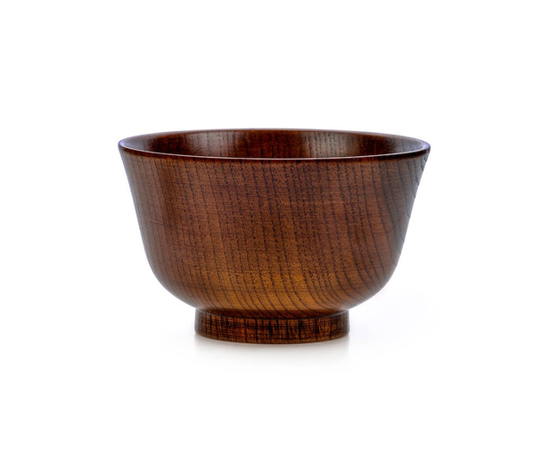 wooden bowl isolated on white background - Photo, Image