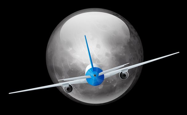 月と飛行機 - ベクター画像