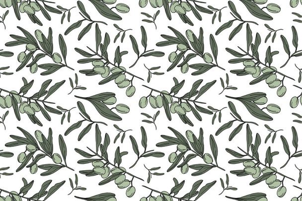Olive seamless vector pattern - Vector, imagen