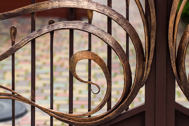 Portas de ferro forjado, forjamento ornamental, elementos forjados close-up - Foto, Imagem