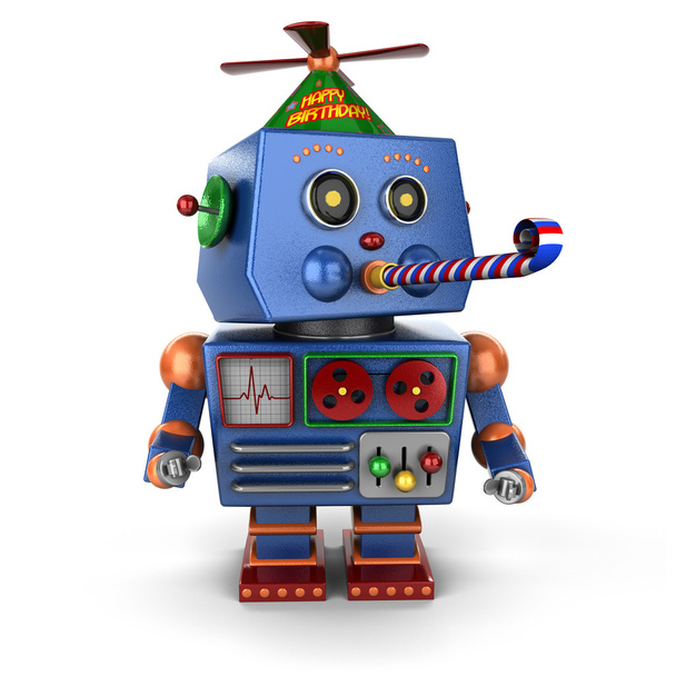 Feliz aniversário brinquedo robô
 - Foto, Imagem