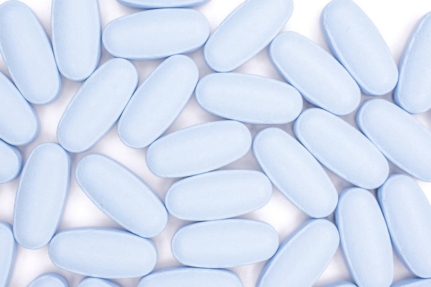 Blue medical pills isolated on white - Foto, imagen