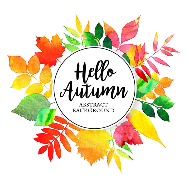 Vector watercolor autumn leaves collection in brught color - Vector, afbeelding
