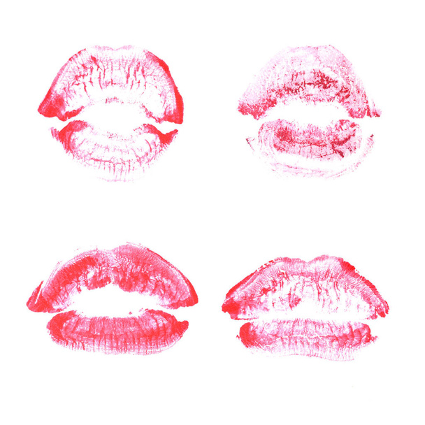 Labios hembra lápiz labial beso impresión conjunto para San Valentín aislado o
 - Foto, imagen