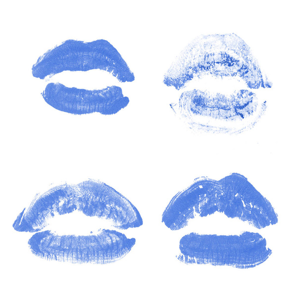 Labios hembra lápiz labial beso impresión conjunto para San Valentín aislado o
 - Foto, Imagen