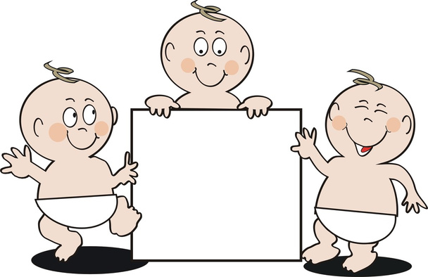 Lächelnder Baby-Cartoon mit leerem Displayquadrat - Vektor, Bild