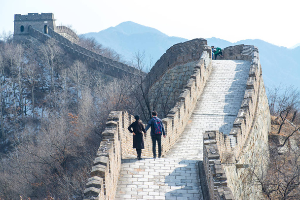Tourists on Great Wall of China at Mutianyu, near Beijing, China  - Photo, Image