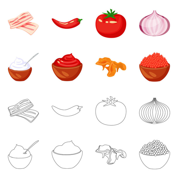 Vector illustration of taste and product icon. Set of taste and cooking vector icon for stock. - Вектор,изображение