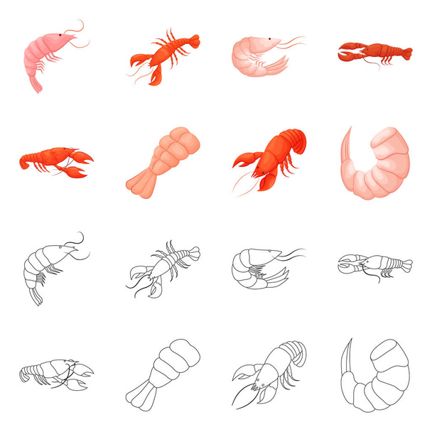 Isolated object of appetizer and ocean symbol. Collection of appetizer and delicacy vector icon for stock. - Vektör, Görsel