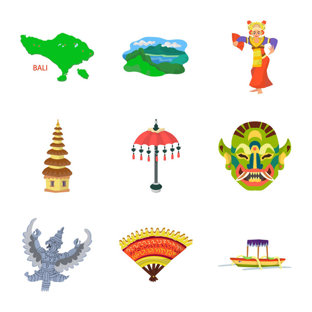 Elszigetelt tárgya Bali és Indonézia ikonra. Állítsa be a Bali és a karibi vektor ikon készlet. - Vektor, kép