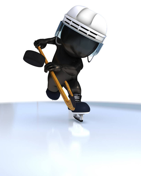 3D Morph Man playing ice hockey - Photo, Image