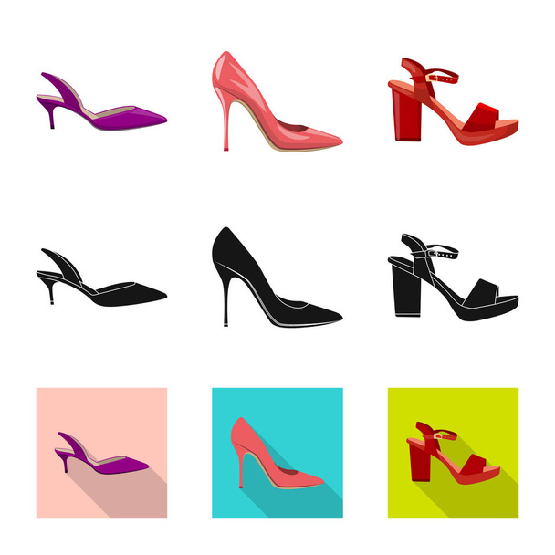 Vector design of footwear and woman icon. Collection of footwear and foot stock vector illustration. - Διάνυσμα, εικόνα