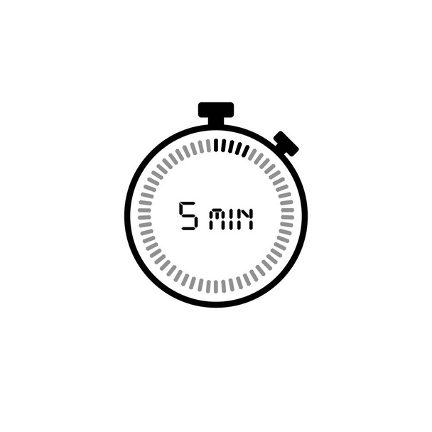 I 5 minuti, cronometro vettoriale icona, timer digitale. Orologio e w - Vettoriali, immagini